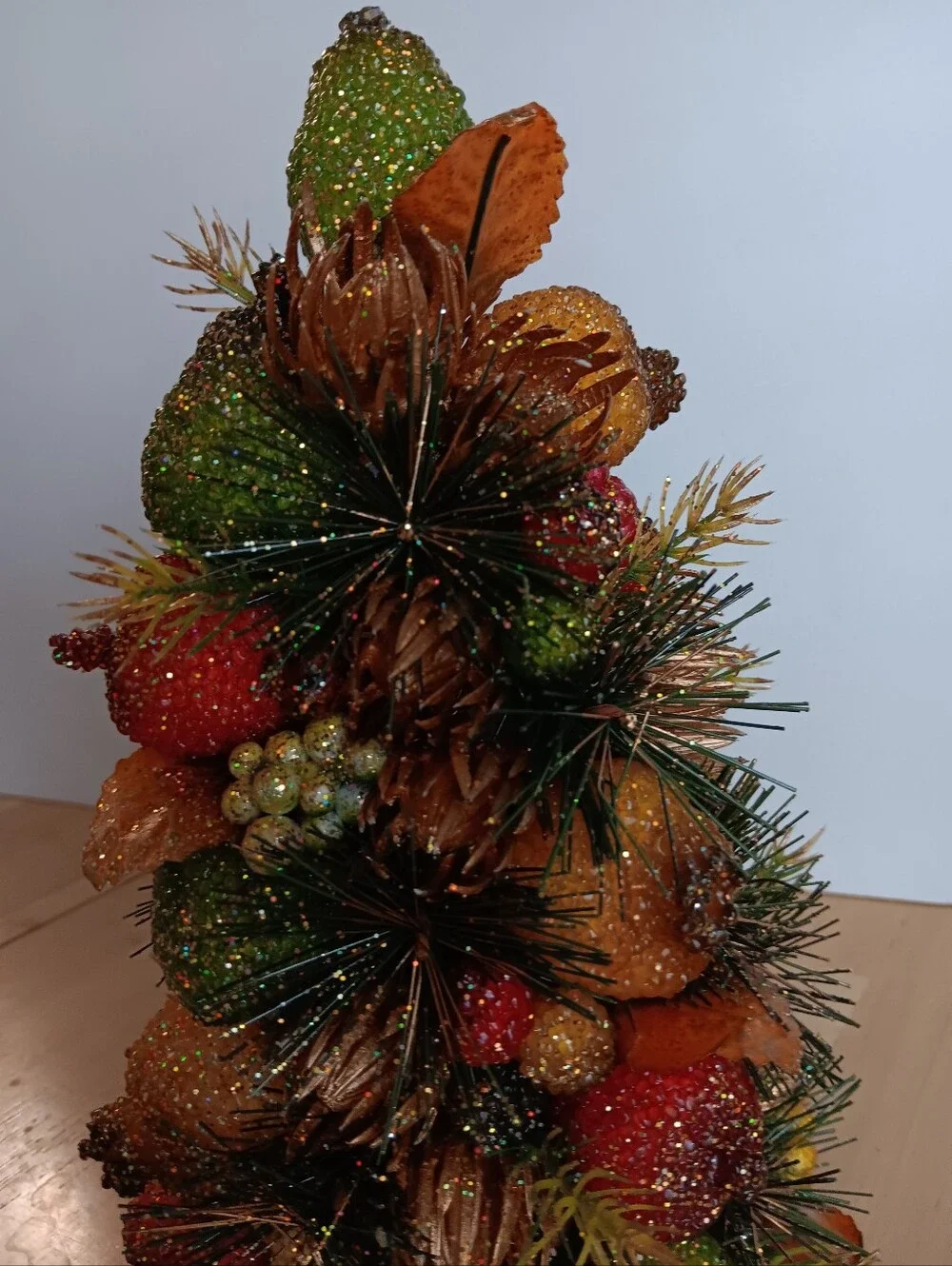 Vintage Plastic Glitter Fruit Christmas Tree Small